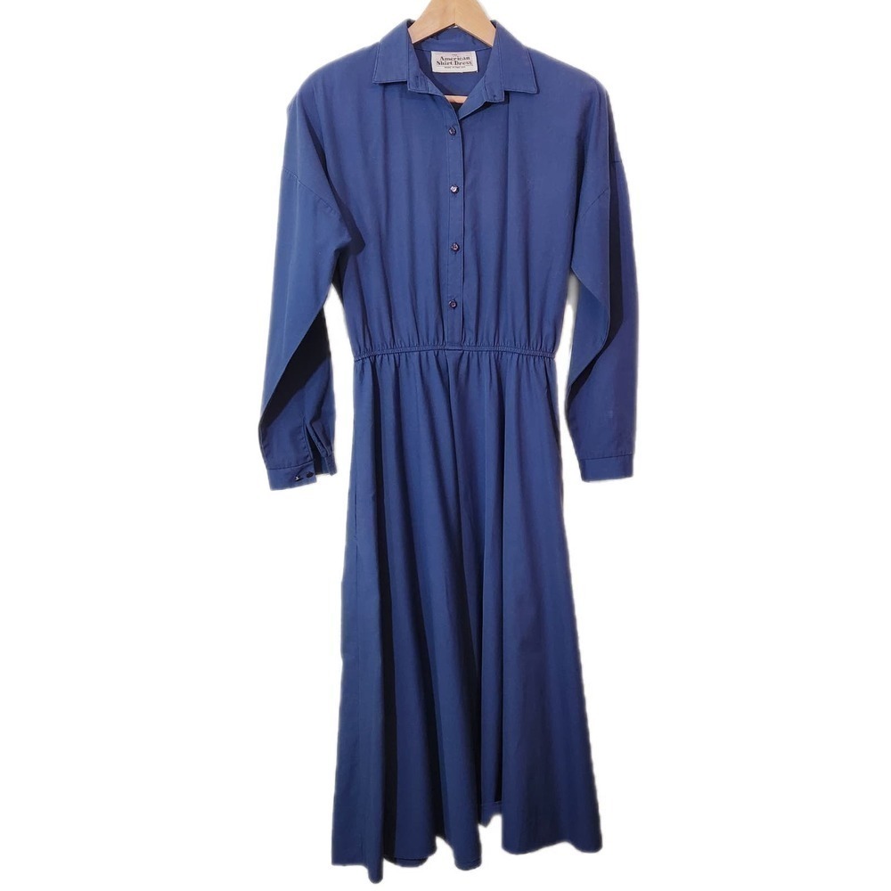 VTG American Shirt Dress‎ Blue Chambray Coastal Grannie Size 10
